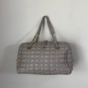 Kate Spade Boston Bag Quilted Tan Lambskin Leather Satchel